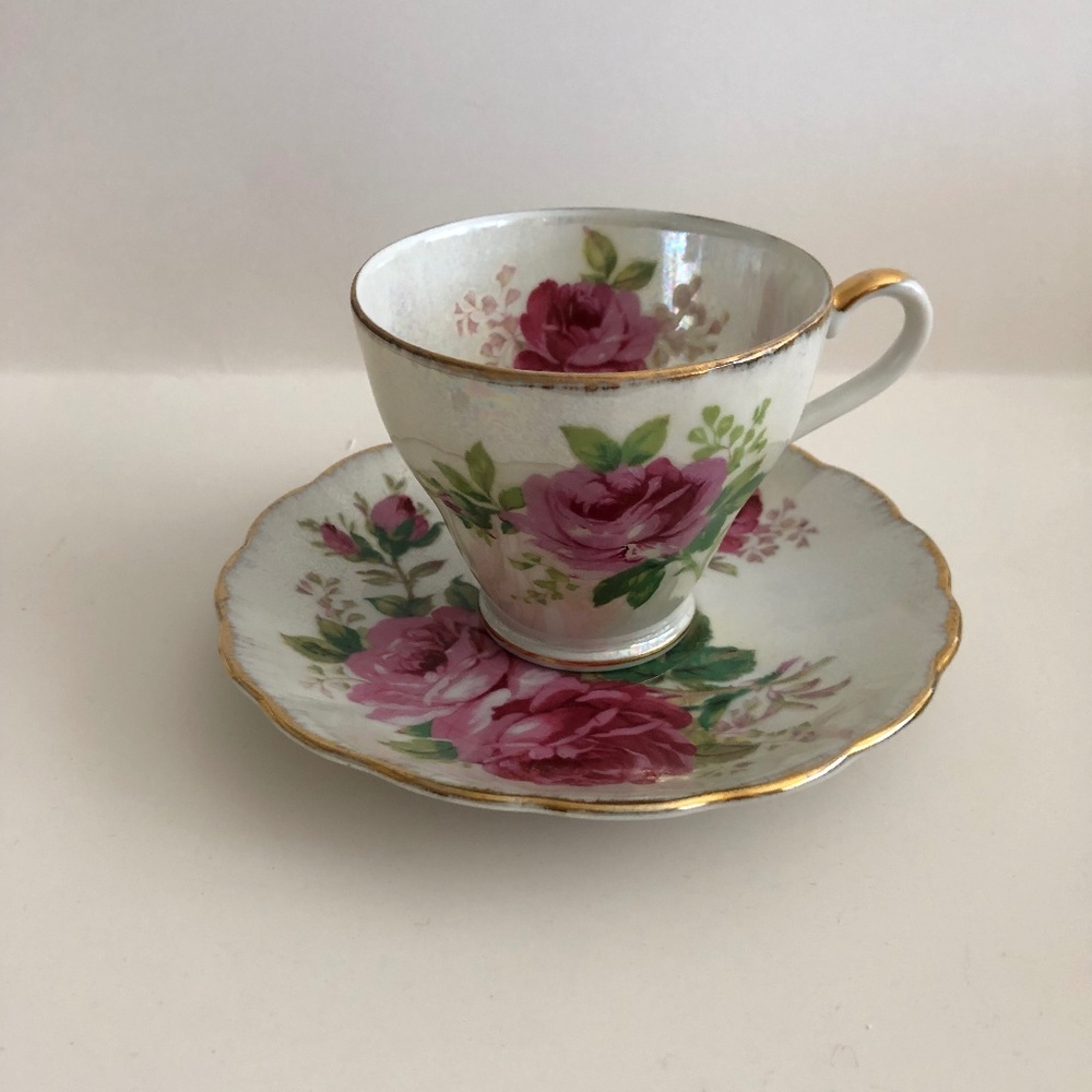 Norcrest Fine China Birthday cup and saucer June Pearl